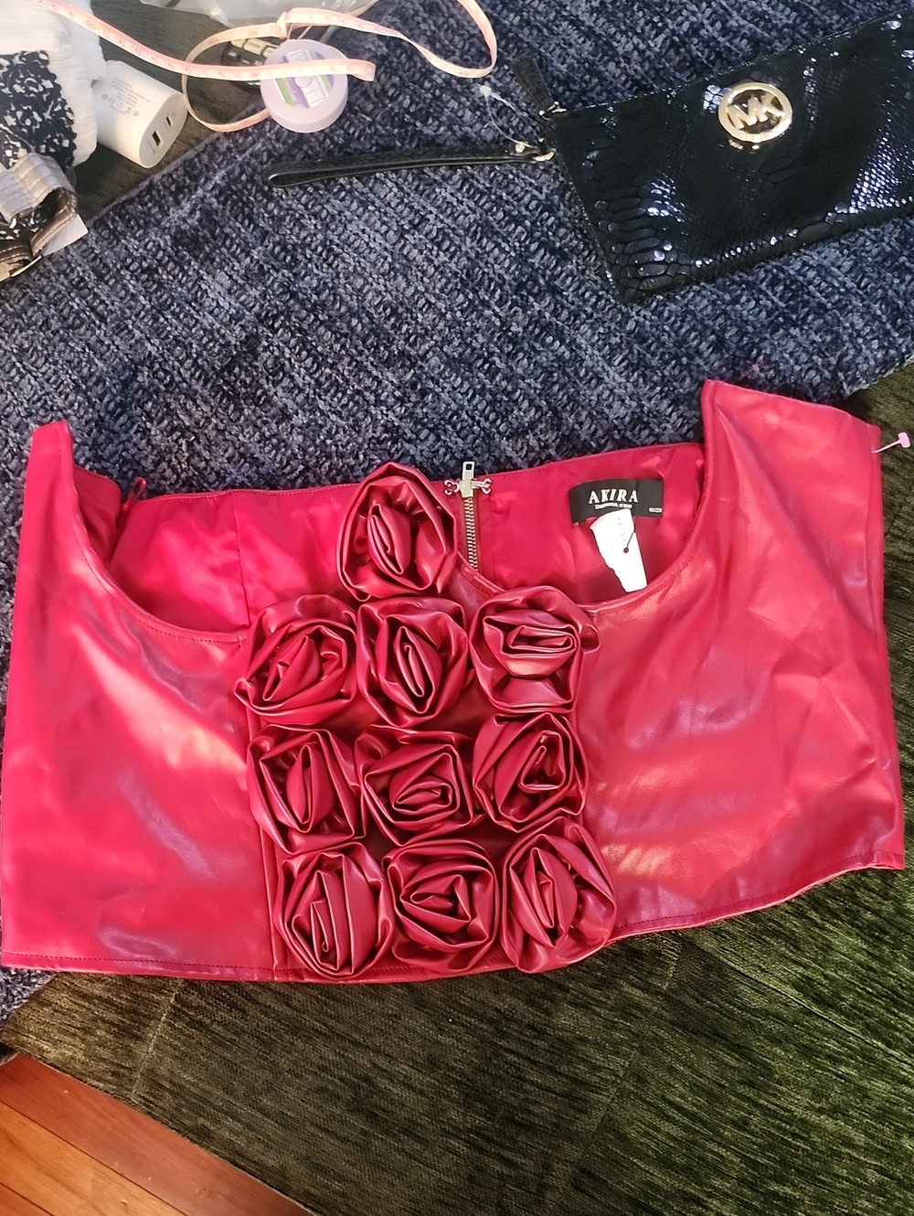 Akira In Bloom PU Belt - Red New 1X/2X 21"-22" Pit To Pit Under bust Corset - Picture 8 of 13